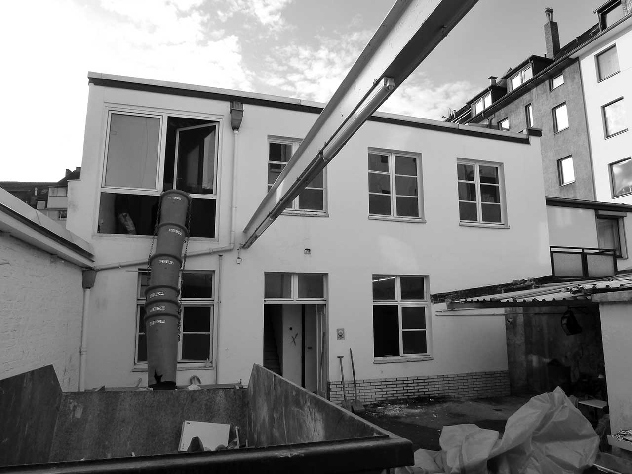 Baustellensituation in einem alten Hofgebäude.