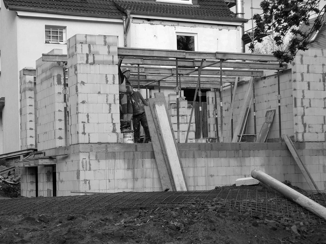 Bauarbeiten an einem Anbau.