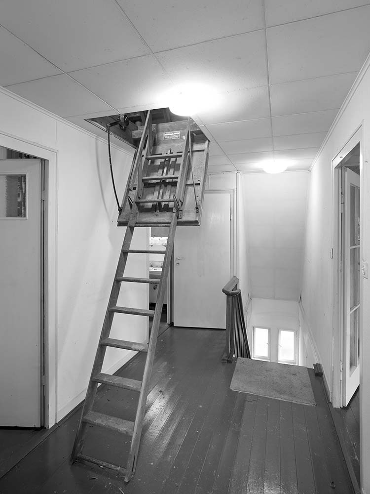 Bodentreppe im Stahlhaus aus dem Jahr 1952.